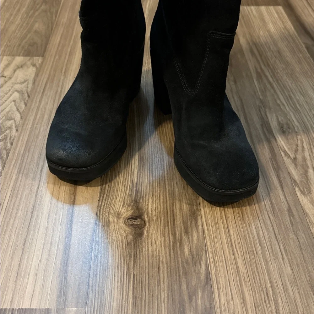 Zodiac Suede Black Over The Knee Vintage Tall Pull On Boots 6
